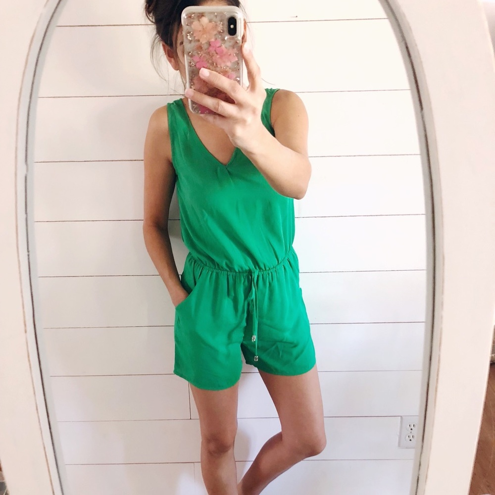 Emerald green backless ROMPER XS